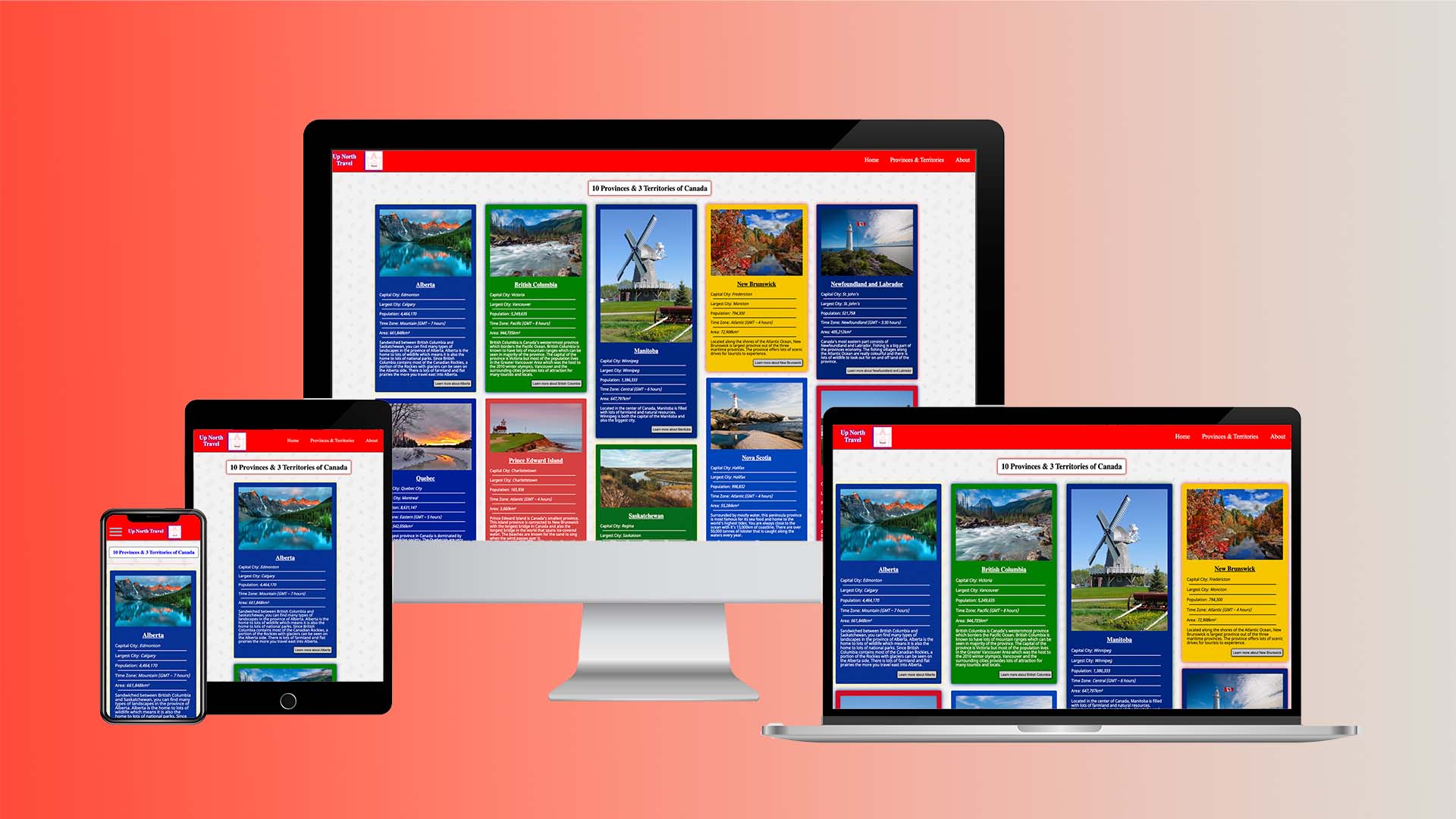 mock-up of up north travel website on a desktop