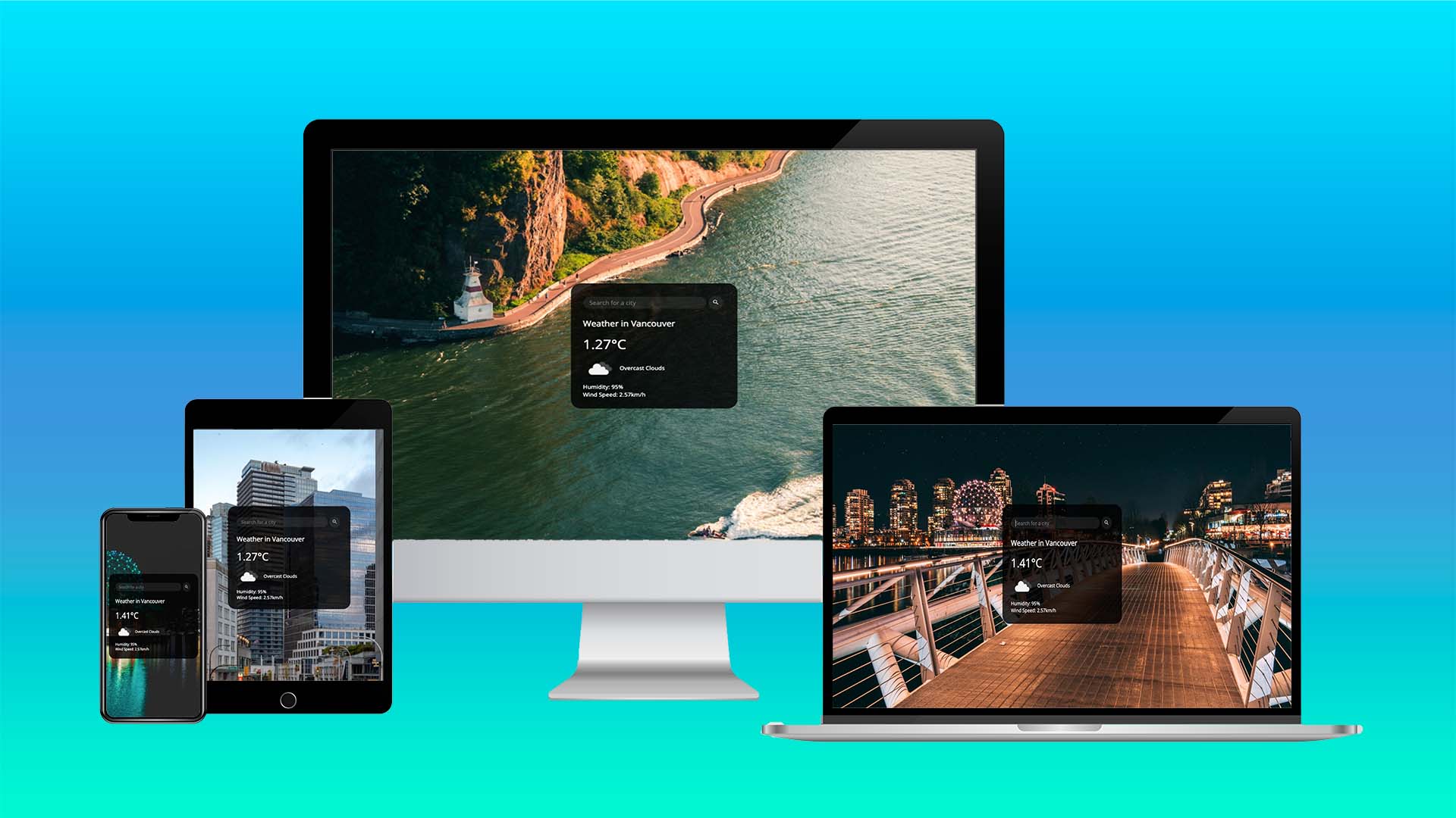 mock-up of up weather api app